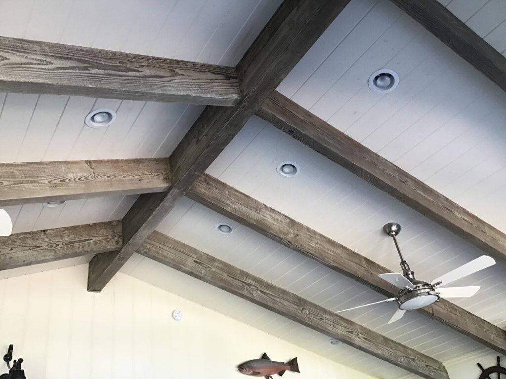 Aged ceiling beams