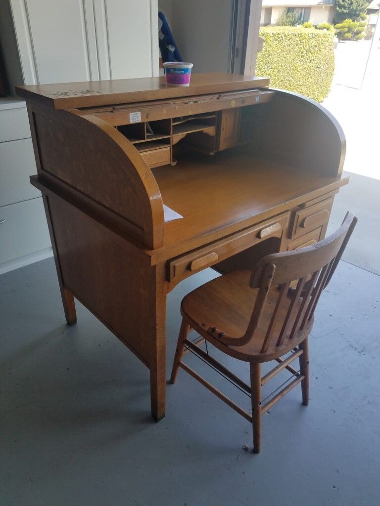 Roll-top desk refinishing