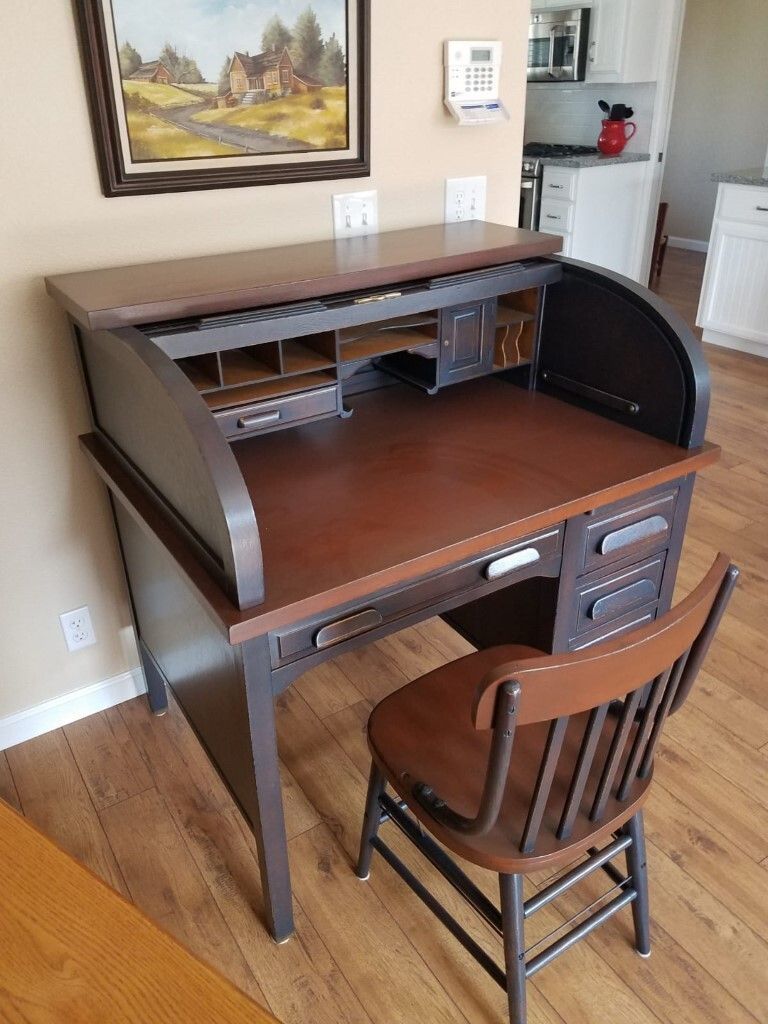 Refinished roll-top desk