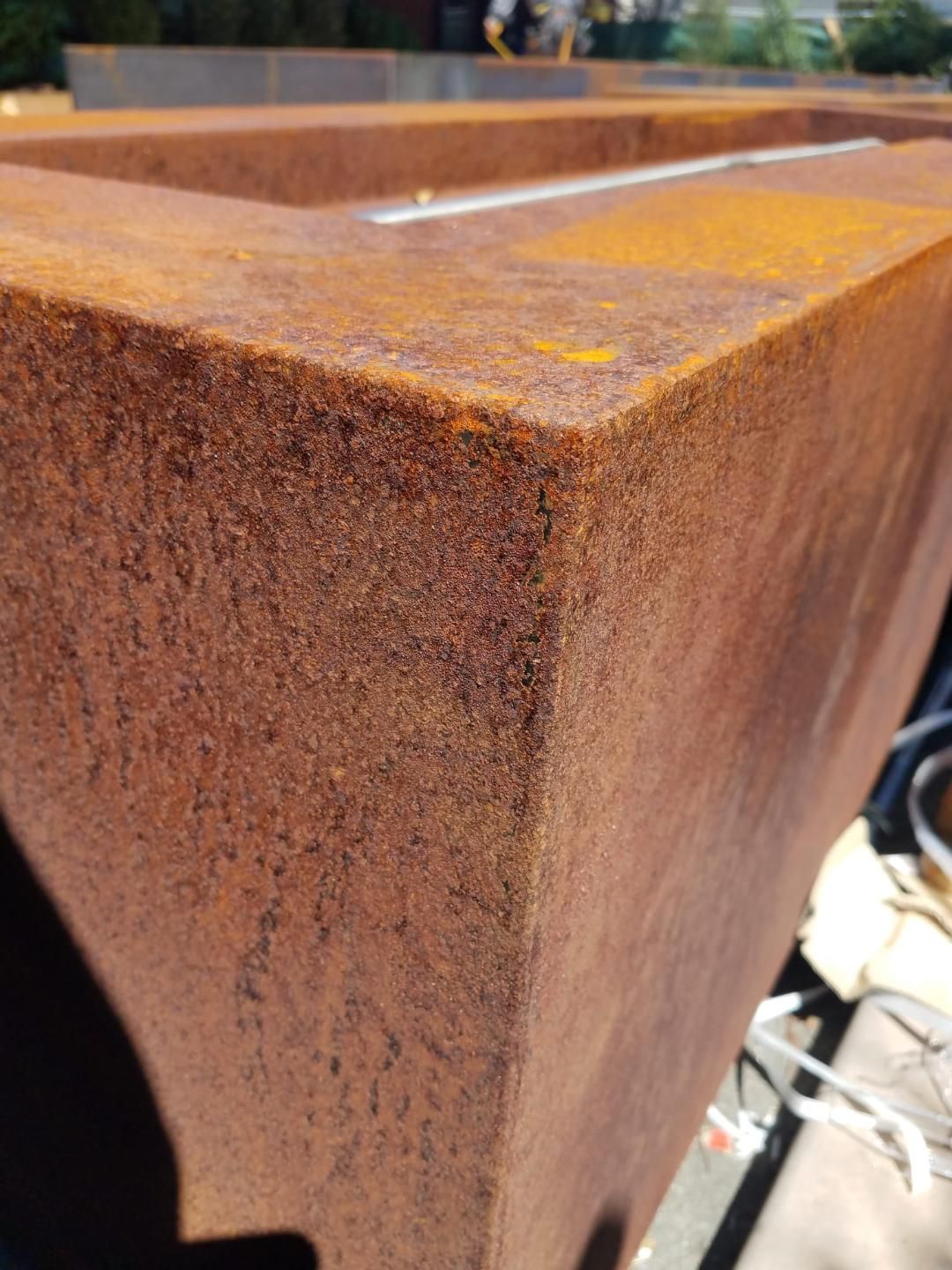 Faux oxidize rustic finish close-up from a different angle